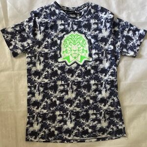 Maceoo Bold Graphic Tee Tiedye in Navy and White 3/M